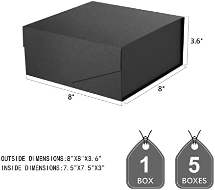 Caixa de presente de alegria 7.5x7.5x3 polegadas, caixa de presente com tampa, caixa de presente preta, caixa de