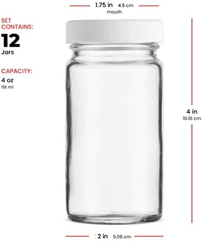 Pequenos frascos de pedreiro de vidro 4 onças de mini frascos de largura integral, tampa aérea de plástico BPA, para