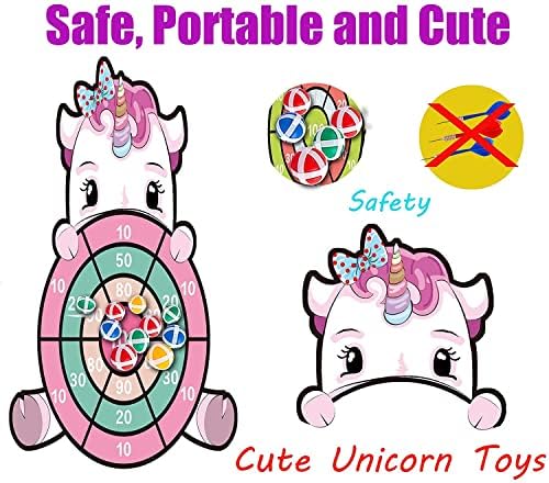 Unicorn Toys para jogos de brinquedos ao ar livre de 3 a 12 anos de idade, 25 ”de Dart Board Kids, com 12 bolas pegajos