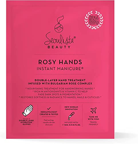 Seoulista Beauty Rosy Hands Instant Manicure-Tratamento em casa em casa com óleo de roseira, hidrata, amolece e revitaliza