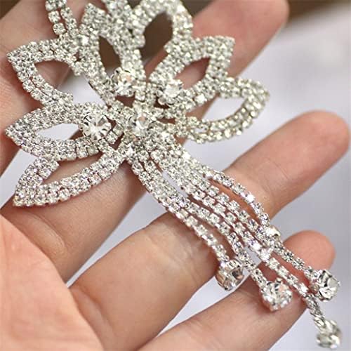 Pdgjg Cristal Clear Applique Ombro Chain Com tagarelas Decoração de cabelo de vestido de noiva Diy Sew On Stone Broche