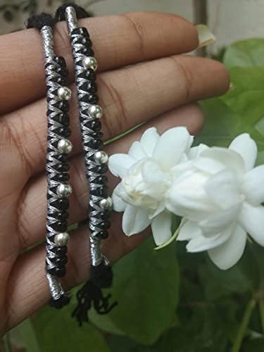 HiJet Exclusive Silver Withs and Black Beads Thread Bracelet Nazariya Evileye Proteção para bebês recém -nascidos para menina
