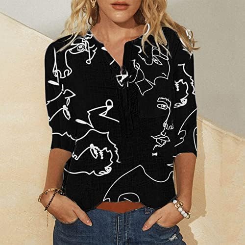 Tops de verão para mulheres 2023 Button Down Camisetas para Mulheres V Pescoço de Manga Curta Tops Casual Blouses de