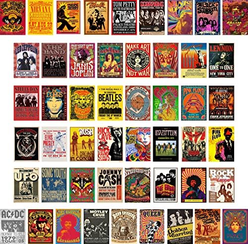 Rock Band Poster Album Covers Vintage Rock Poster para Room Estético 50pcs Retro Band Wall Collage Kit para decoração
