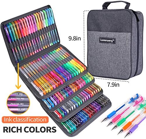 200 pacote de pacote 100 caneta de gel colorida com 100 recargas, caneta de ponta fina com bolsa de lona para crianças