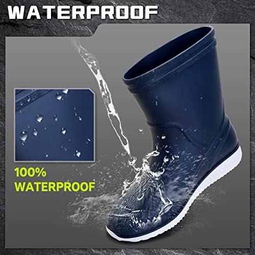 Botas de chuva XtjScbdsh para homens, mulheres, botas de borracha à prova d'água do meio-calma, botas de lama leves sem deslizamento