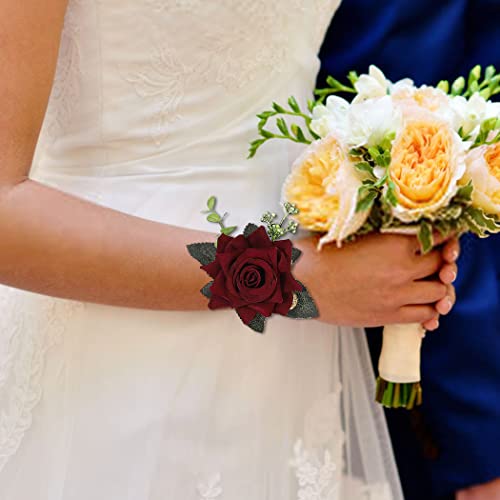 Latioso Casamento no noivo Corsage Red Bridal Rose Flower Damas de Hands Decoração Floral Acessórios para Partes Florgirl