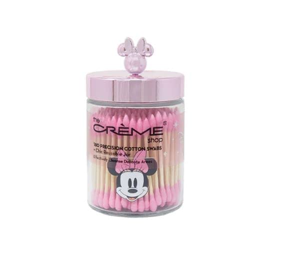 The Crème Shop x Disney Minnie Mouse Chic Reutilable Glass Jar Conjunto 180 Swabs de algodão