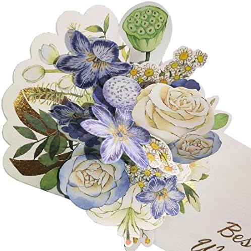 Cartões de flores pop -up de Tuluto 3D, flores pop -up rotativas com envelope, adequado como presente de aniversário de férias,