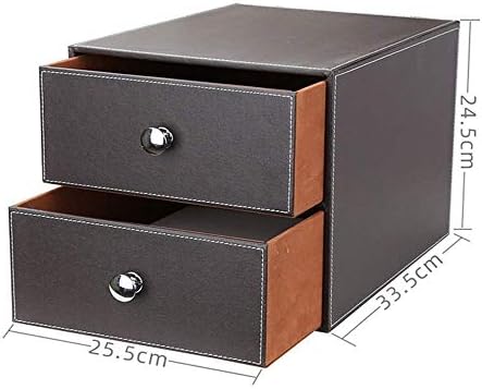 Organizador de mesa de mesa de mesa de mesa ZCXIYU Organizador de mesa de couro com 2 gavetas Office Supplies Filming Desktop Arquivo A4 Caixa de armazenamento do armário de arquivo forte e resistente / marrom / 25.5x33.5x24.