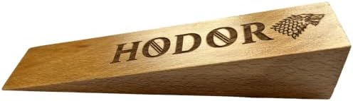 Hodor Door Stopper XL Natural Wood Wood Anti Slip Rubber Wedge Got With Stark Sign - Maior do que nunca