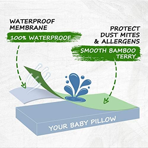Protetor de travesseiro Toddler Pacote 2 Pacote de bambu Terry Cooling Capa à prova d'água, respirável, Fit
