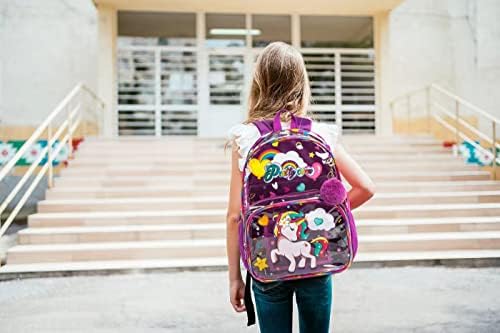 Mohco Kids Backpack 16in Clear Transparent Backpack Veja através da School Bookbag com lancheira e case de lápis meninos e meninas