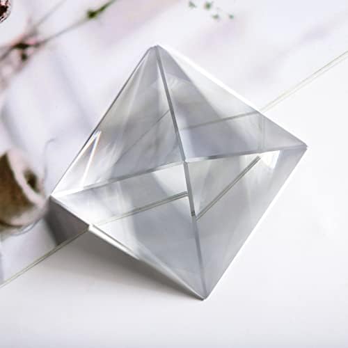 ZAEAE 3 Pacote pirâmide de cristal transparente, prisma de pirâmide de cristal de 2,4 , ornamento de mesa de pirâmide com peso de