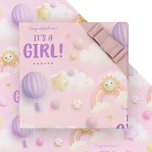 Papel de embrulho de chá de bebê apol, é um papel de embrulho de garotas de papel rosa novo papel de embrulho de bebê 4