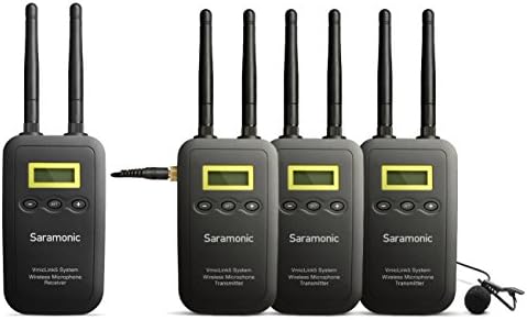 Sistema de microfone sem fio digital de câmera Saramonic VMiclink5 com 3 transmissores de bodypack e microfones lavalier
