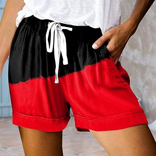 Shorts casuais para mulheres cintura elástica de cordão