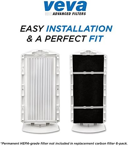 Premium de carbono ativado em tamanho real, premium premium pré -filtro 6 pacote compatível com o purificador de ar