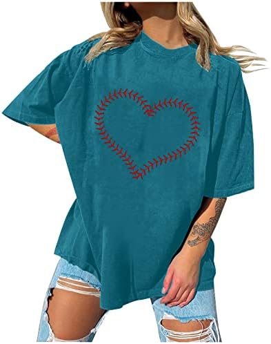 Camisa do coração de beisebol, mãe fofa pai homem homem de softball presente de softball casual solt fit cmofy crowneck