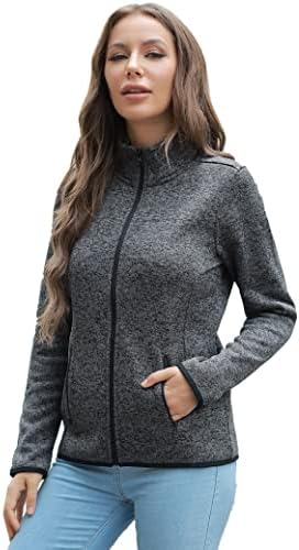 Cozziplus Women Zip Up Sweater Jacket com interior de lã, jaqueta de lã quente com bolsos