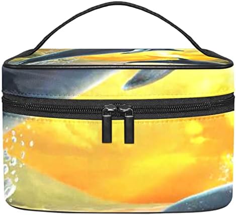 Bolsa de maquiagem tbouobt bolsa de bolsa cosmética bolsa bolsa com zíper, folhas de palmeira de flamingo tropical