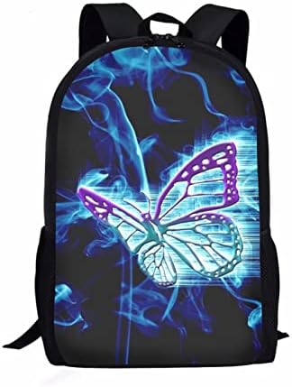 Doginthehole de 17 polegadas Backpack da escola para crianças para crianças para crianças adolescentes butterfly marmore