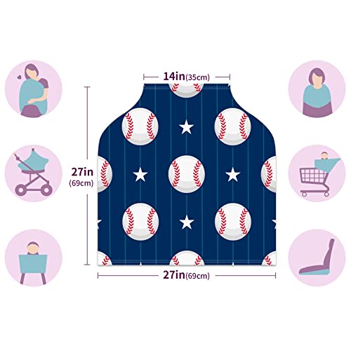 Capas de assento de carro para bebês estrela de beisebol esportivo Royal Blue Stripe Campa de enfermagem Cover de carrinho