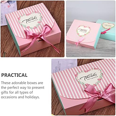 Aboofan 5pcs agradecer caixas de embalagem de embalagem caixas de embalagem caixas de presente com laços de fita para criar papel de embalagem wedding favor presente doce caixas de doces sacos rosa s