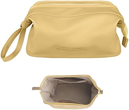 Bolsa de maquiagem ebbniur, bolsa de cosméticos de grande capacidade, bolsa de zíper de couro PU organizador de higiene pessoal