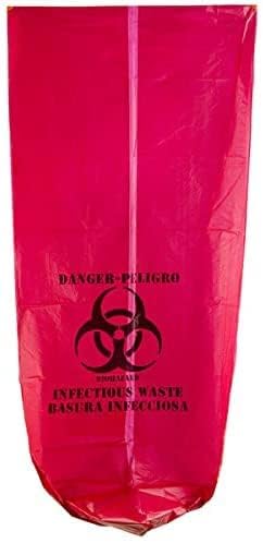 Isolamento vermelho infeccioso Bolsa de resíduos de resíduos de alta densidade 17 x 18 - 100 contagem