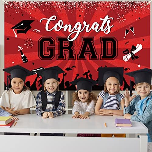 Red e Black Graduation Banner 2023 Parabéns graduados para a decoração de festa de formatura GRANDE CATÉRCIO DE FATICA DE