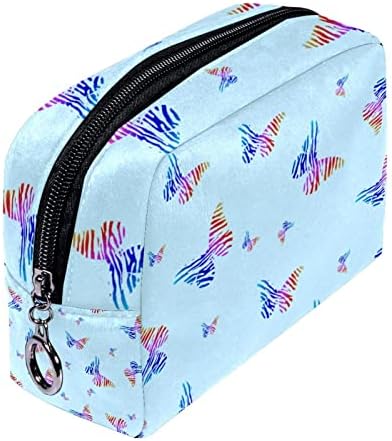 Tbouobt Bolsa cosmética para mulheres, bolsas de maquiagem Bolsa de higiene pessoal espaçosa Gift, arco -íris azul Butterfly