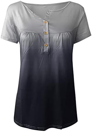 Blusas para mulheres henley v pescoço casual top solto blusas de encaixe para leggings de manga curta tops femininos