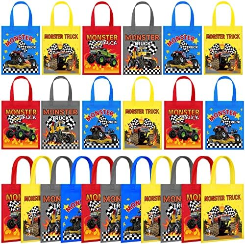 24 PCs Kart Bags de presente reutilizáveis ​​Festas de aniversário de caminhão Sacos de brindes não tecidos para crianças sacolas reutilizáveis
