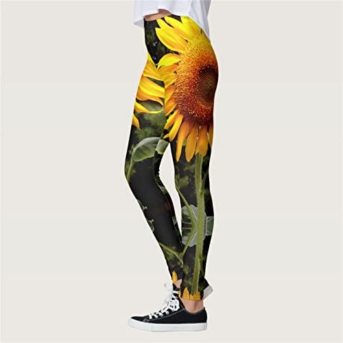 Miashui Leggings para mulheres altas mulheres moda de girassol tias