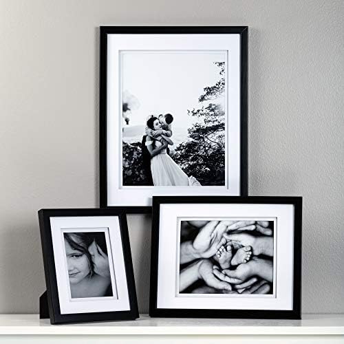 Gallery Solutions 8x10 Black Wood Picture Frame com tapete branco duplo para 5x7 imagem