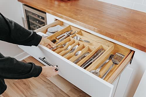 KitchenEdge Premium Salheres, talheres e utensílios de utensílios para gavetas de cozinha, expansível para 25 polegadas