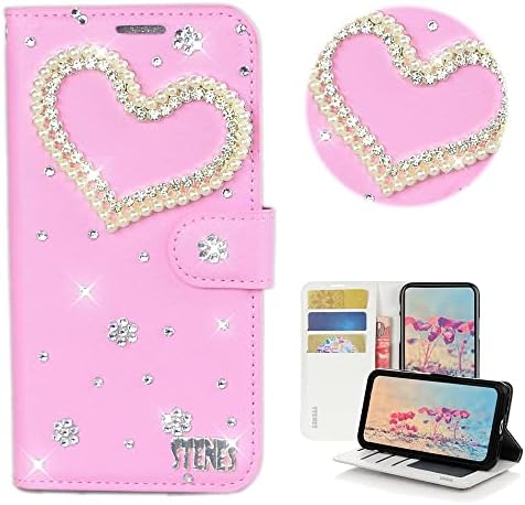 STENES BLING CARTELHA CASE COMPATÍVEL COM iPhone 14 Pro 6,1 polegadas 2022 Caixa - elegante - 3D Crown Handmade Pearl
