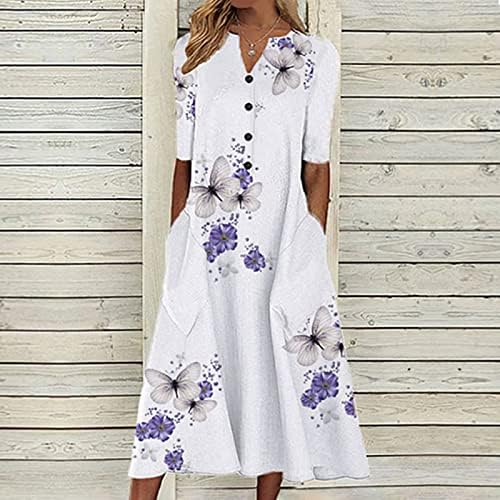 Vestidos de verão de fqzwong para mulheres 2023 Casual Flowy Uma linha saindo de vestidos de festa de entressafra Plus Size Size Vintage