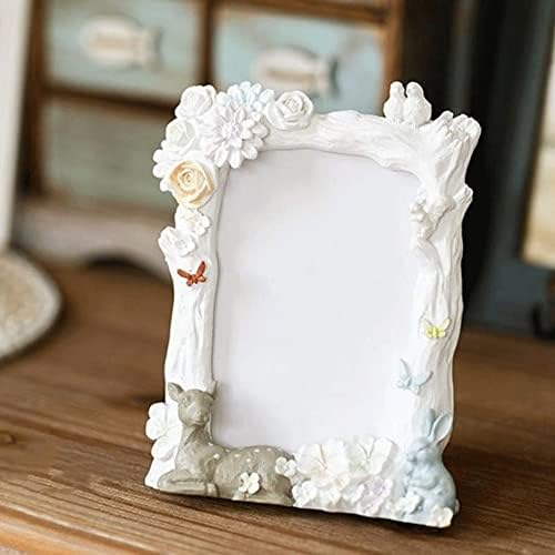 LLly Foto - Quadro de imagem rústico pendurado suporte da moldura para parede ou mesa Exibir escultura de madeira texturizada decoração de casa
