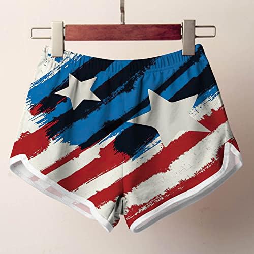 Shorts de bandeira americana feminina 4 de julho de treino patriótico shorts