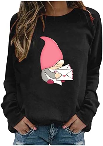 Mulheres do Dia dos Namorados Camisa Crewneck Tops de manga longa Love Love Heart Graphic Sweetshirts Casais Camisetas Tops