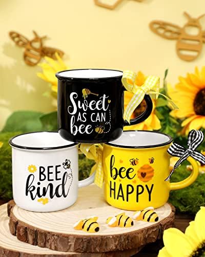 Nefelibata Bumble Bumble Bandejas Decorações de Bandejas Mini Café Canecas 3 Copas Espresso de Espresso Primavera Verão Mel Decoração