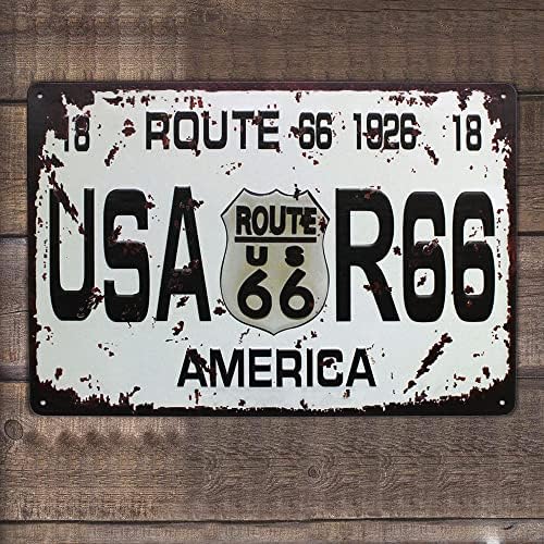 Artclub Route 66 1926 EUA R66 American Metal Tin Sign, placa de placa de placa de placa vintage Tag com relevo Garage