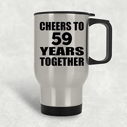 Designsify 59th Anniversary Cheers a 59 anos juntos, caneca de viagens de prata 14oz de aço inoxidável Tumbler, presentes para