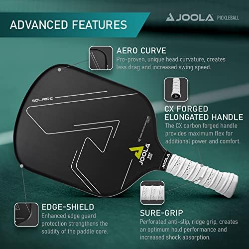 Joola Solaire Professional Pickleball Paddle com superfície de atrito de carbono - combinação ideal de rotação, potência e controle