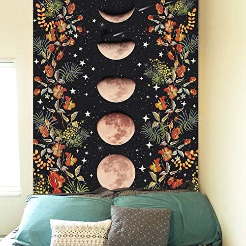 Tapeçaria de jardim de boniboni luar, fase de lua, tapeçarias de flores de tapeçaria de tapeçaria de tapeçaria de fundo de tapeçaria floral pendurada para quarto