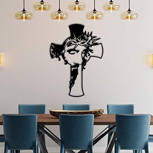 Godblessign Cross Metal Sign, Jesus no sinal cruzado, decoração de parede de metal para cozinha de cozinha de cozinha Barthroom