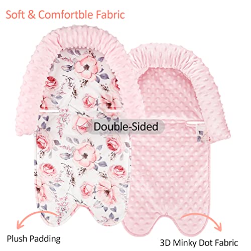 Suporte para a cabeça do assento de bebê e tampa de alça, capa de travesseiro de amamentação para meninas, floral rosa