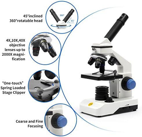 Pacote de kit de microscópio monocular composto Swift com deslizamentos de microscópio preparados para 25pc e 50 lâminas em branco pré-limpas e 100 lames de vidro